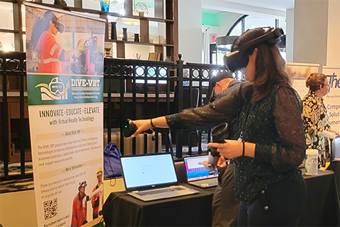 female student trying vr gear