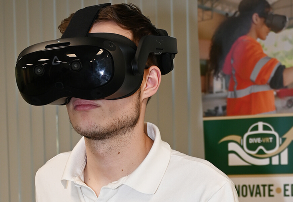 student wearing vr gear